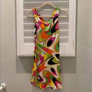 Pucci sleeveless deep V dress multi colored